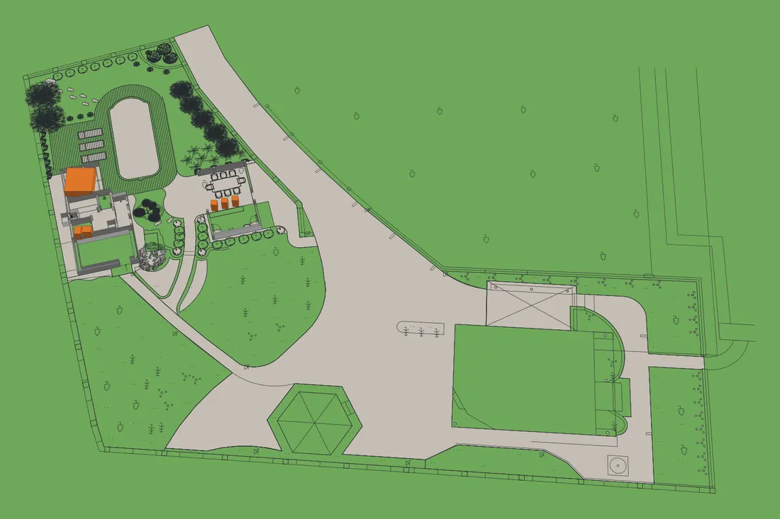 The view drawn from the DWG file that the render was made from