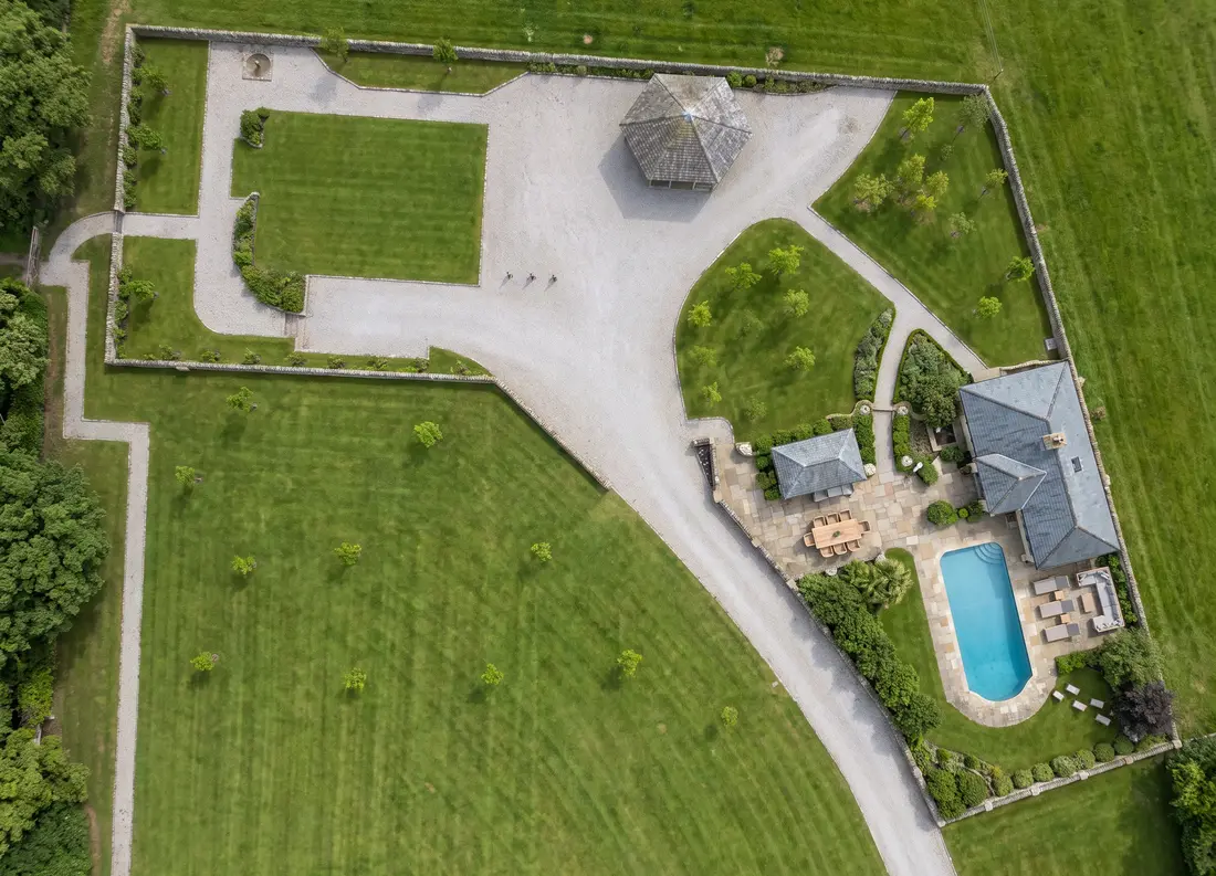 Photorealistic render made from an AutoCAD drawing: the plan, straight down