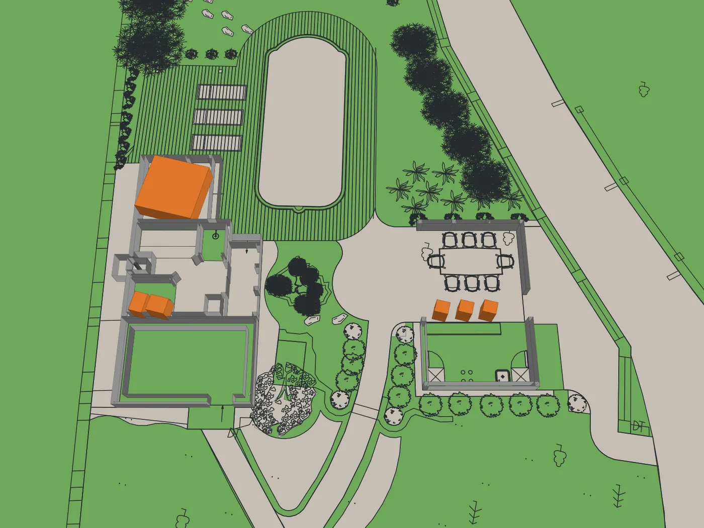 The view drawn from the DWG file that the render was made from