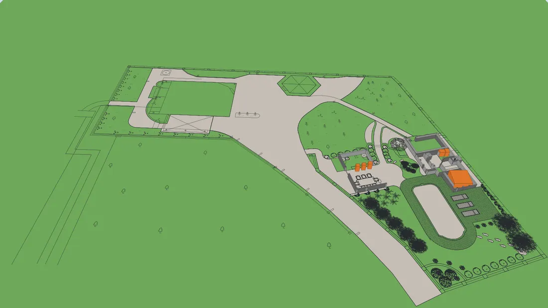 The view drawn from the DWG file that the render was made from