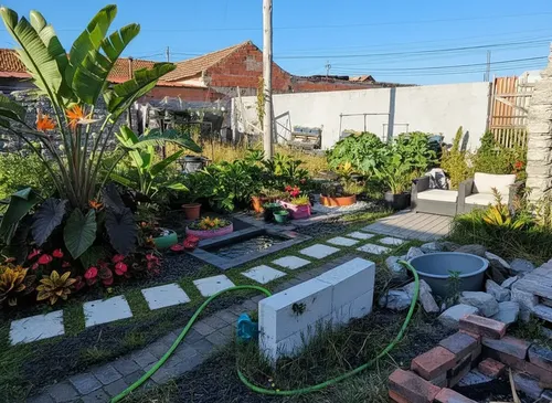 Modern backyard ai landscape design with fire pit