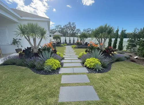 Luxury outdoor living space with pool deck
