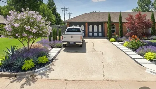 Modern backyard ai landscape design with fire pit