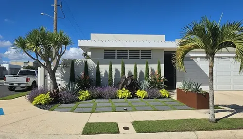 Modern backyard ai landscape design with fire pit