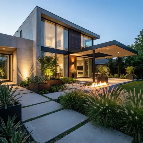Luxury outdoor living space with pool deck