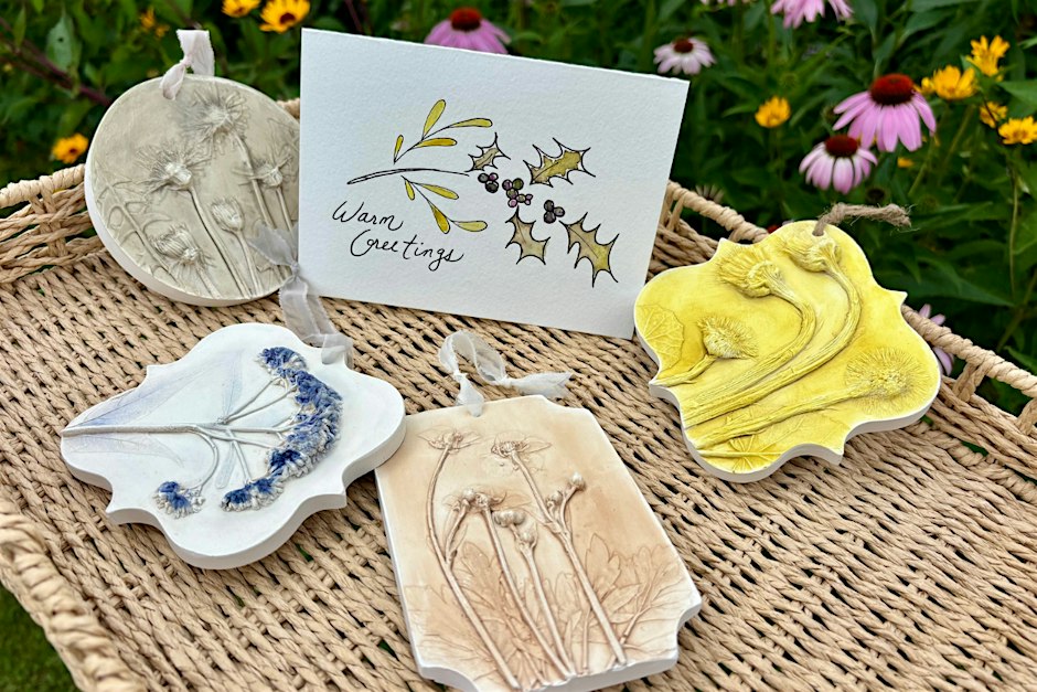 Painting Botanical Cast Ornaments from Garden Blooms