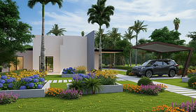 Remove the roses then add a car parked under a sunshade in the right side. The car is a subaru fo...
