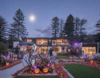 Get a Halloween landscaping design for this space and house. More Halloween mask 
