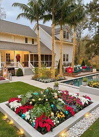  Christmas landscaping design focused on a "Modern Tropical Christmas Garden" theme:
1. Luxe Ligh...
