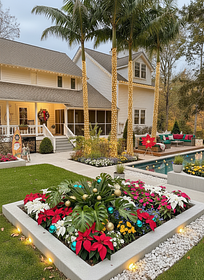  Christmas landscaping design focused on a "Modern Tropical Christmas Garden" theme:
1. Luxe Ligh...