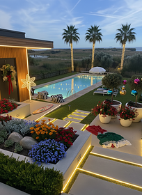  Christmas landscaping design focused on a "Modern Tropical Christmas Garden" theme:
1. Luxe Ligh...