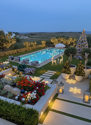 This space can be transformed into a dazzling Coastal Christmas Elegance scene, leveraging the cl...