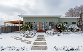 A winter landscaping design for this space and house 