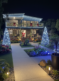 A Modern Coastal Christmas Transformation
The sleek, dark-toned, two-story house is transformed i...